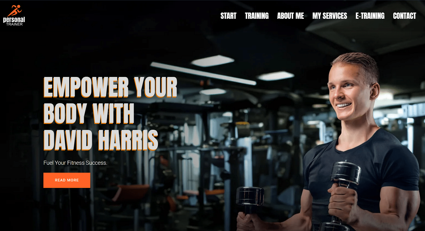 Design für Webseite Personaltrainer